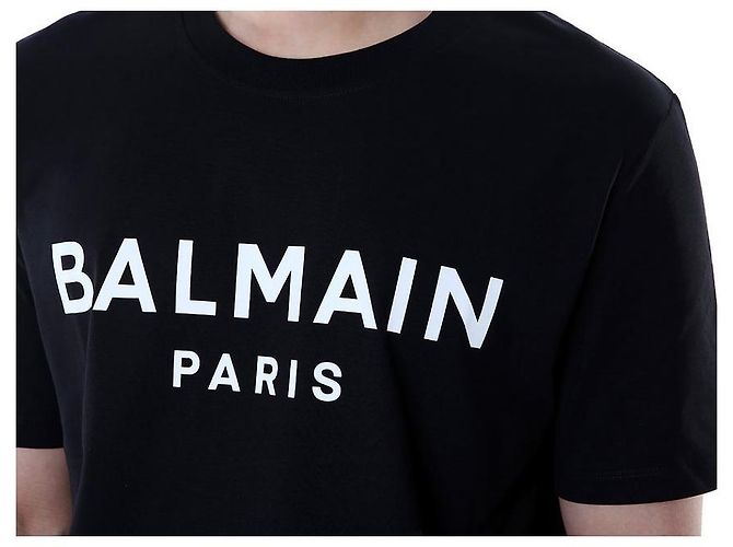 Balmain Rundes T-Shirt mit Signature-Logo-Print (Black) - Ansicht 5