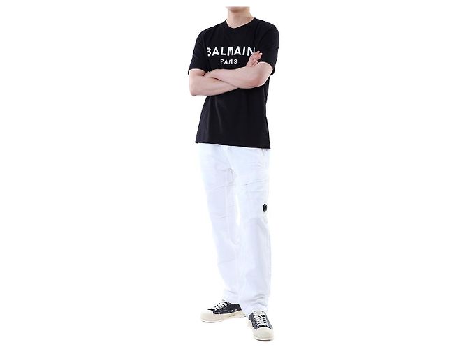 Balmain Rundes T-Shirt mit Signature-Logo-Print (Black) - Ansicht 6