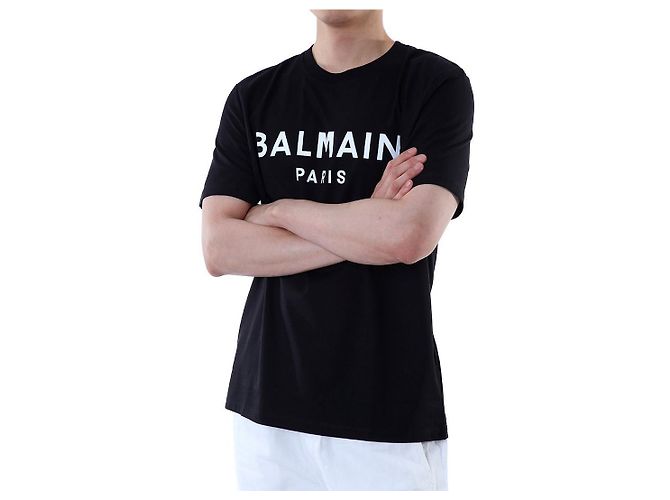 Balmain Rundes T-Shirt mit Signature-Logo-Print (Black) - Ansicht 7
