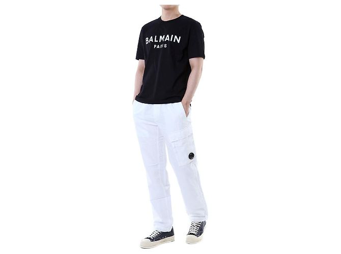Balmain Rundes T-Shirt mit Signature-Logo-Print (Black) - Ansicht 9