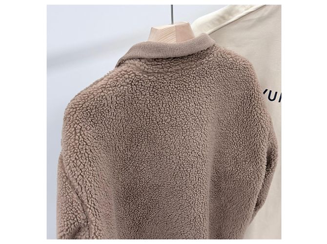 Louis Vuitton Fleecejacke mit Lederbesatz Braun - Ansicht 5