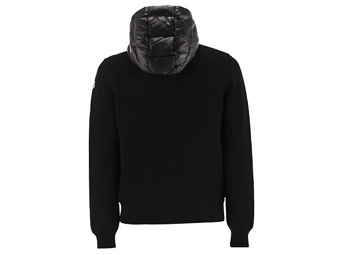 Moncler Cardigã com capuz e fecho em lã acolchoada Preto - vista 2