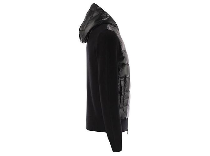 Moncler Cardigã com capuz e fecho em lã acolchoada Preto - vista 3