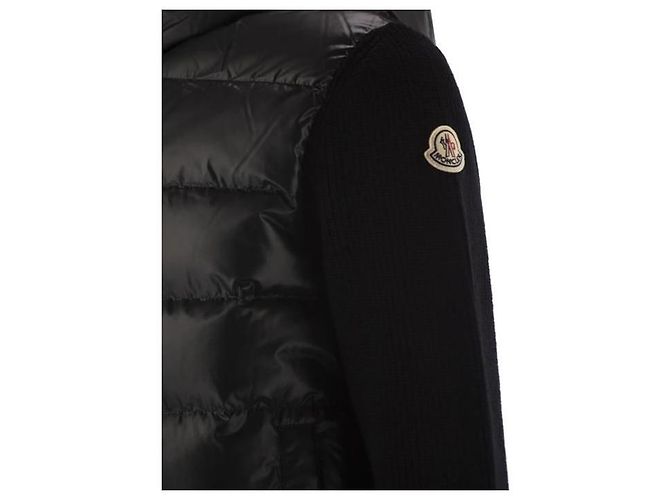 Moncler Cardigã com capuz e fecho em lã acolchoada Preto - vista 4