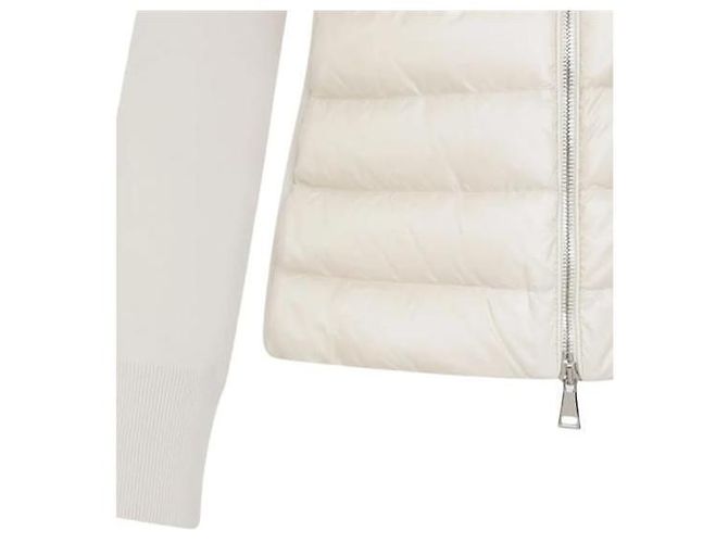 Moncler Gesteppter Wollcardigan mit Reißverschluss White - Ansicht 11