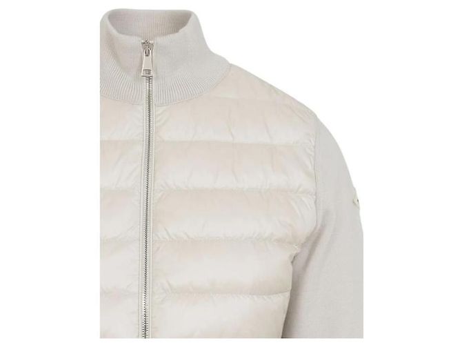 Moncler Gesteppter Wollcardigan mit Reißverschluss White - Ansicht 3