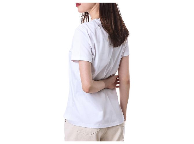 Moncler T-Shirt für Damen mit rosa Gummi-Logo-Patch - Ansicht 12