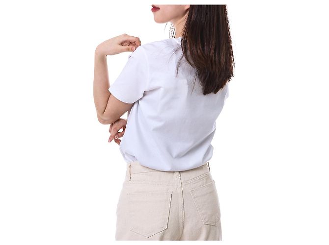 Moncler T-Shirt für Damen mit rosa Gummi-Logo-Patch - Ansicht 19