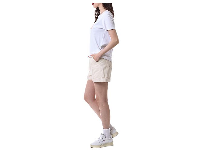 Moncler T-Shirt für Damen mit rosa Gummi-Logo-Patch - Ansicht 7