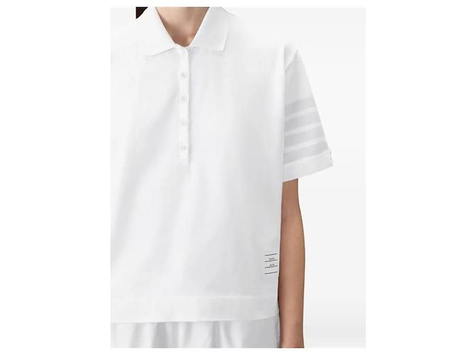 Thom Browne Overdyed Jersey Polo Kurzarm T-Shirt Weiß - Ansicht 4