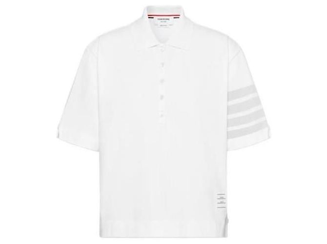 Thom Browne Overdyed Jersey Polo Kurzarm T-Shirt Weiß - Ansicht 6