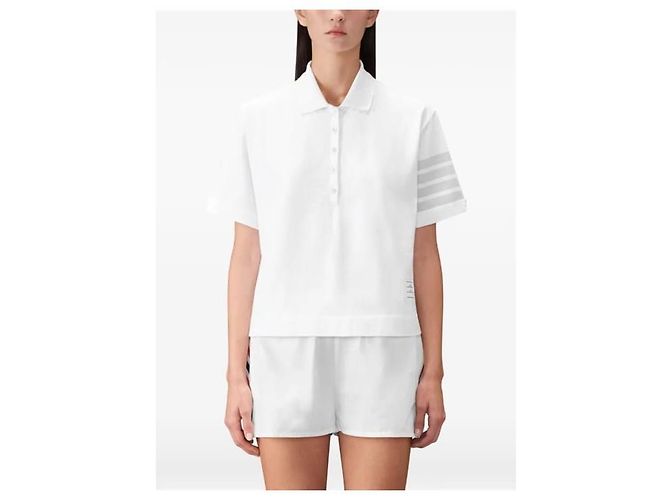 Thom Browne Overdyed Jersey Polo Kurzarm T-Shirt Weiß - Ansicht 7