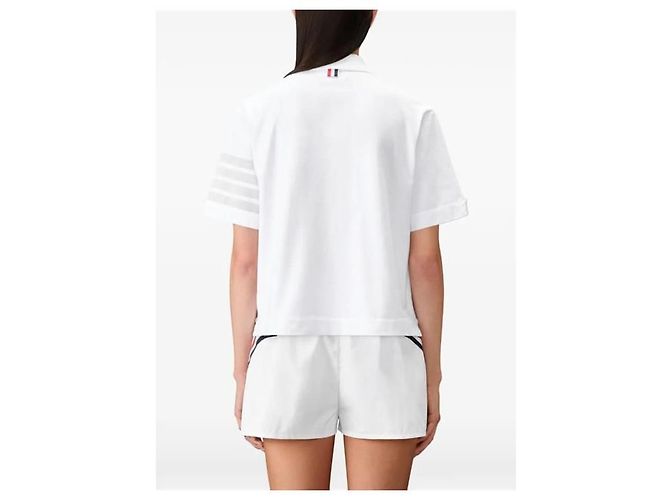Thom Browne Overdyed Jersey Polo Kurzarm T-Shirt Weiß - Ansicht 8
