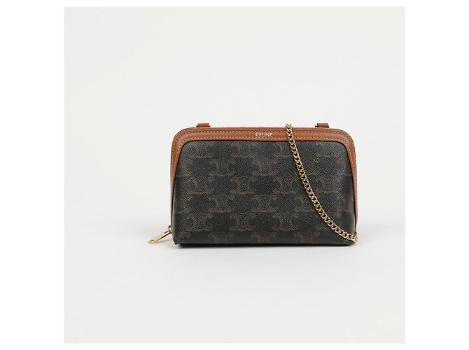 Céline Clutch con catena Triumph Canvas Calfskin - vista 2