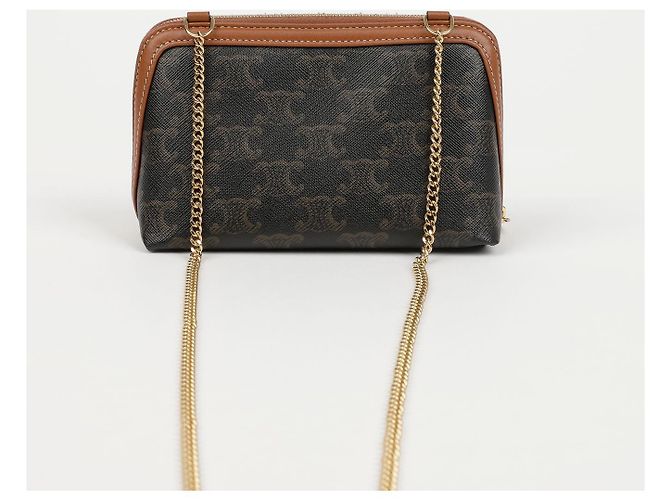 Céline Clutch con catena Triumph Canvas Calfskin - vista 4