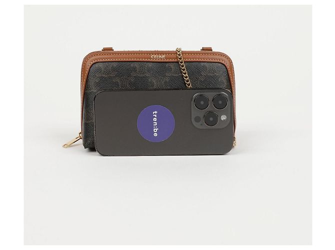 Céline Clutch con catena Triumph Canvas Calfskin - vista 8