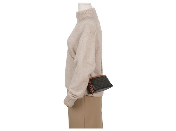 Céline Clutch con catena Triumph Canvas Calfskin - vista 9