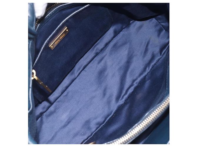 Miu Miu Hand Bag Vitellolux 2way Navy Gold Auth 210235A - Jerrillo - vista 18