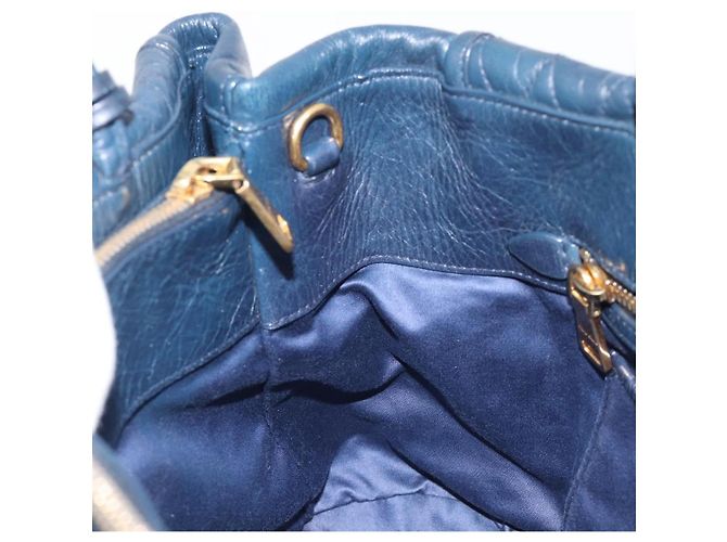 Miu Miu Hand Bag Vitellolux 2way Navy Gold Auth 210235A - Jerrillo - vista 20