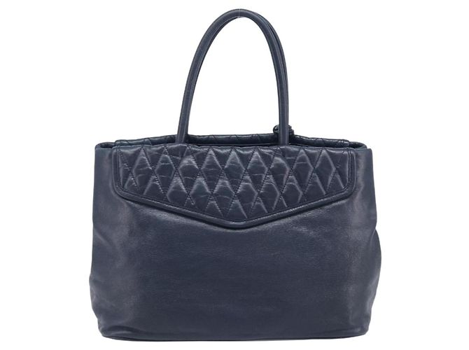 Miu Miu Hand Bag Vitellolux 2way Navy Gold Auth 210235A - Jerrillo - vista 3