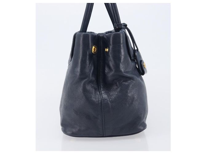 Miu Miu Hand Bag Vitellolux 2way Navy Gold Auth 210235A - Jerrillo - vista 5