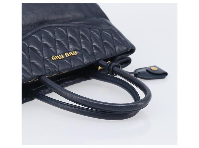 Miu Miu Hand Bag Vitellolux 2way Navy Gold Auth 210235A - Jerrillo - vista 7