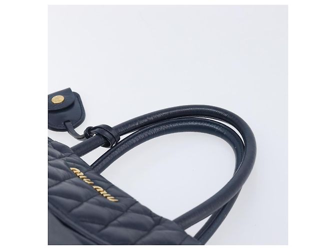 Miu Miu Hand Bag Vitellolux 2way Navy Gold Auth 210235A - Jerrillo - vista 8