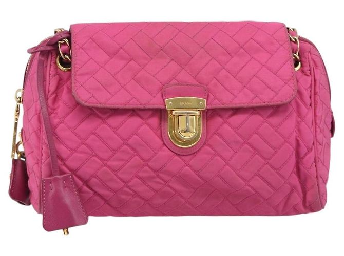 PRADA Chain Shoulder Bag Nylon Pink Gold Auth 210244 - Jerrillo - vista 13