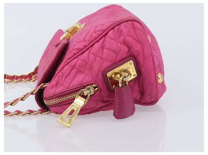 PRADA Chain Shoulder Bag Nylon Pink Gold Auth 210244 - Jerrillo - vista 4