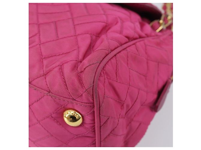 PRADA Chain Shoulder Bag Nylon Pink Gold Auth 210244 - Jerrillo - vista 8