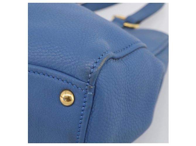Miu Miu Tote Bag Leather Blue Gold Auth am12943V - Jerrillo - vista 14