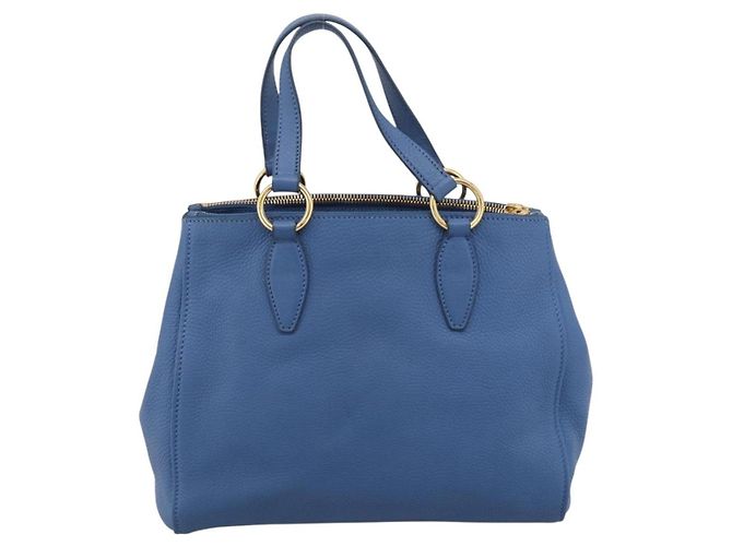 Miu Miu Tote Bag Leather Blue Gold Auth am12943V - Jerrillo - vista 2