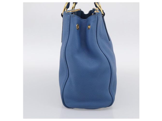 Miu Miu Tote Bag Leather Blue Gold Auth am12943V - Jerrillo - vista 3