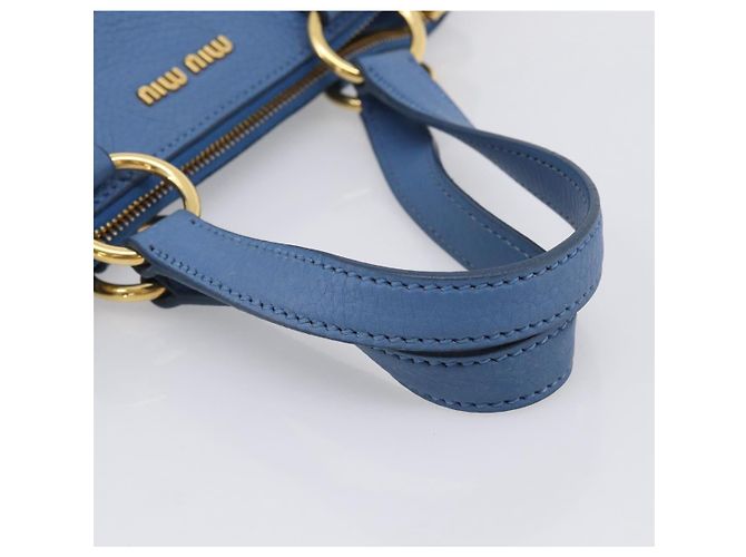 Miu Miu Tote Bag Leather Blue Gold Auth am12943V - Jerrillo - vista 7