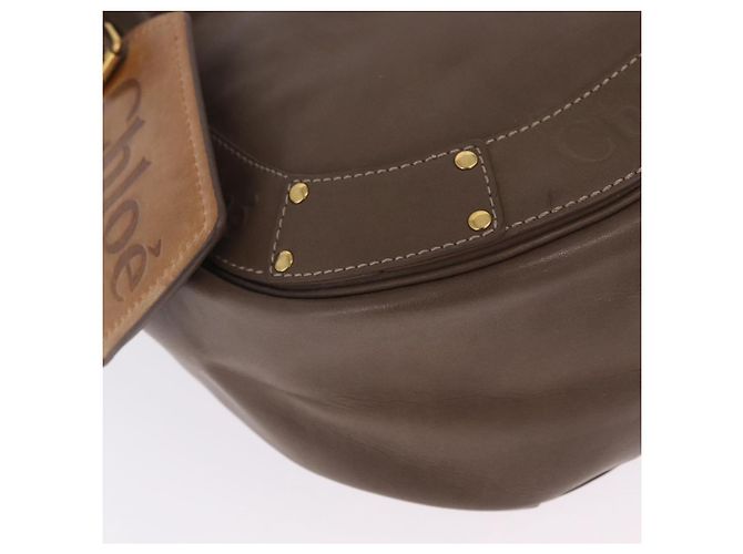 Chloé Chloe Eden Shoulder Bag Leather Gray Gold Auth fm5505 - Jerrillo - vista 13