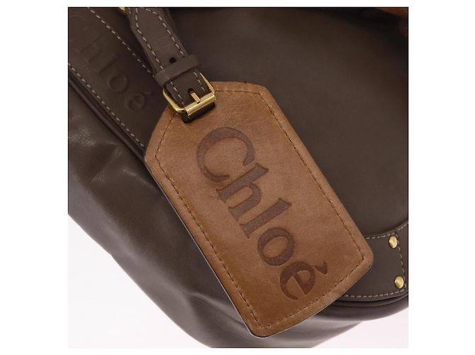 Chloé Chloe Eden Shoulder Bag Leather Gray Gold Auth fm5505 - Jerrillo - vista 17