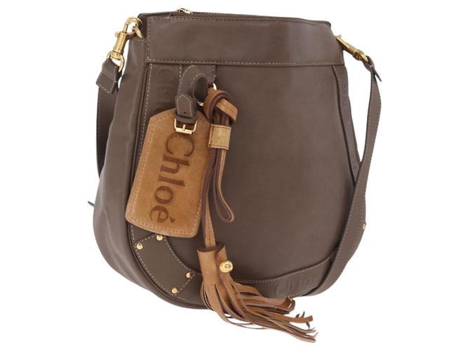 Chloé Chloe Eden Shoulder Bag Leather Gray Gold Auth fm5505 - Jerrillo - vista 2