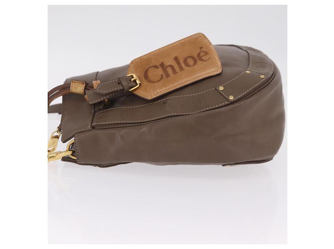 Chloé Chloe Eden Shoulder Bag Leather Gray Gold Auth fm5505 - Jerrillo - vista 6