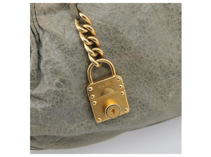 Miu Miu Shoulder Bag Vitellolux 2way Light Blue Gold Auth 210007A - Jerrillo - vista 19