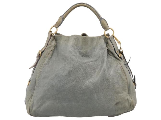 Miu Miu Shoulder Bag Vitellolux 2way Light Blue Gold Auth 210007A - Jerrillo - vista 3
