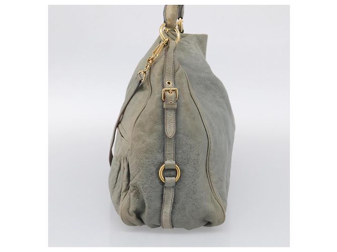 Miu Miu Shoulder Bag Vitellolux 2way Light Blue Gold Auth 210007A - Jerrillo - vista 5