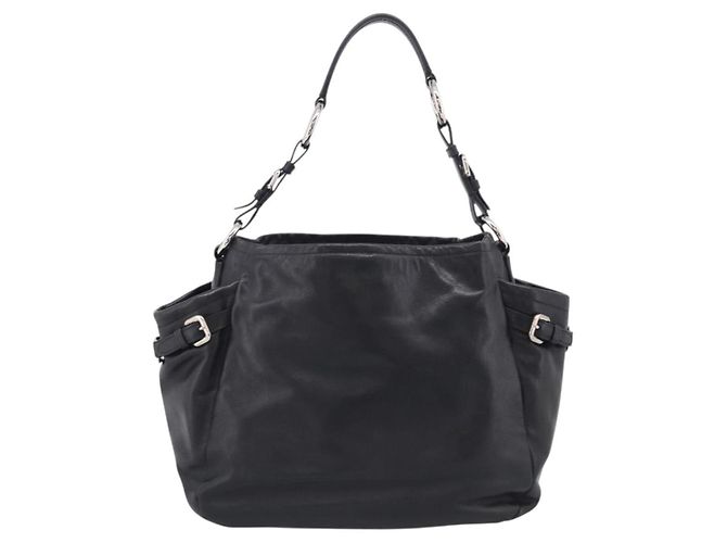 PRADA Shoulder Bag Leather Black Silver Auth 208520V - Jerrillo - vista 2