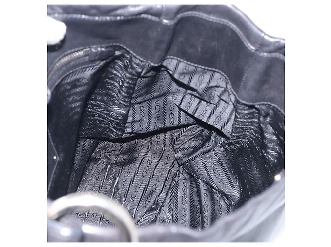 PRADA Shoulder Bag Leather Black Silver Auth 208520V - Jerrillo - vista 20