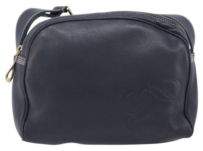 LOEWE Anagram Shoulder Bag Leather Navy Gold Auth 211867A - Jerrillo - vista 13