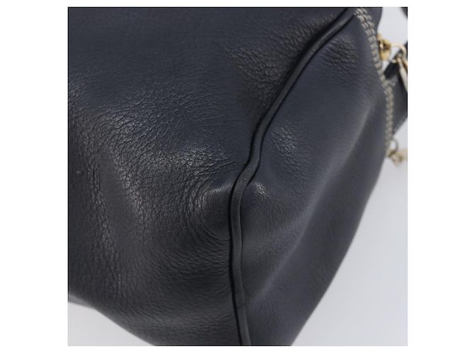 LOEWE Anagram Shoulder Bag Leather Navy Gold Auth 211867A - Jerrillo - vista 16