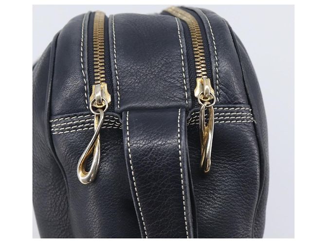 LOEWE Anagram Shoulder Bag Leather Navy Gold Auth 211867A - Jerrillo - vista 18