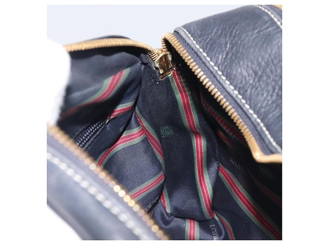 LOEWE Anagram Shoulder Bag Leather Navy Gold Auth 211867A - Jerrillo - vista 19