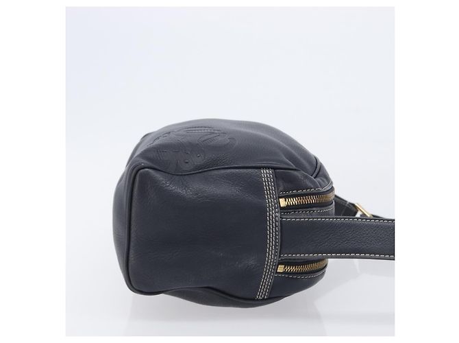 LOEWE Anagram Shoulder Bag Leather Navy Gold Auth 211867A - Jerrillo - vista 3