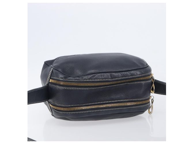 LOEWE Anagram Shoulder Bag Leather Navy Gold Auth 211867A - Jerrillo - vista 6