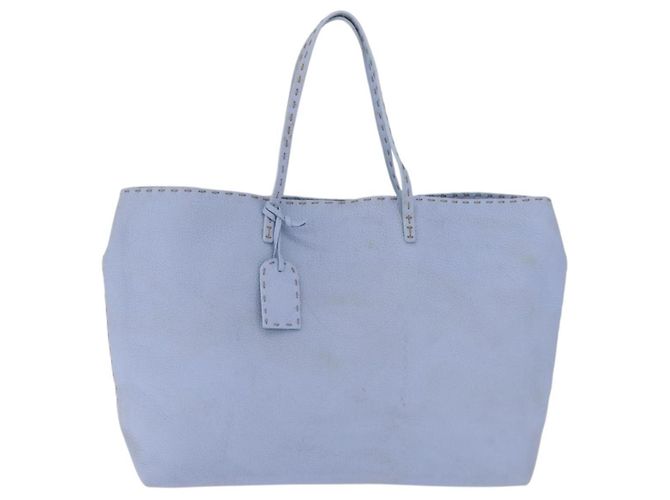FENDI Celeria Tote Bag Leather Light Blue Silver 8BH088 Auth BA16789 - Jerrillo - vista 13